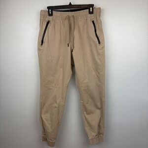 Under Armour Pants Mens Large Tan Jogger Fitted Elastic Cuff Zip Pocket Athletic